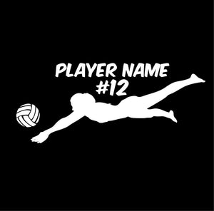 Volleyball With Custom Number Vinyl Decal Volleyball Decal Volleyball  Sticker Sports Sticker Sports Decal Volleyball Car Decal 